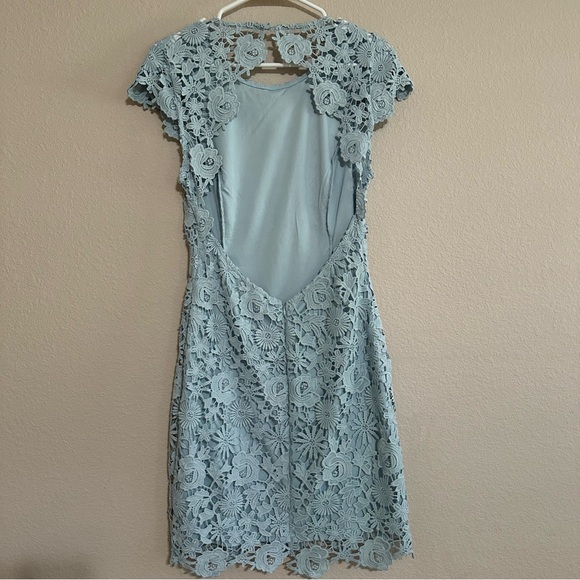 Lulus Romance Language Light Blue Backless Lace Dress Size M - Picture 3 of 10